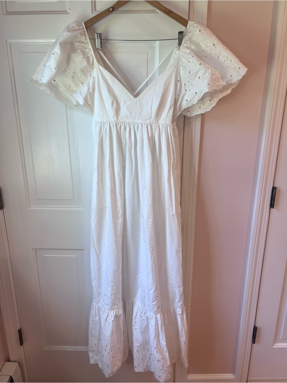 En Saison White Eyelet Maxi Dress with Puff Sleeves